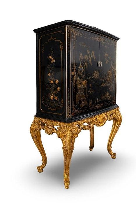 decoratieve chinoiserie bar, Jansen Furniture - Drankkast -, Antiek en Kunst, Antiek | Meubels | Stoelen en Banken