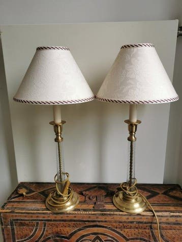 Laura Ashley - Lamp (2) - Messing, plexiglas - Hollywood