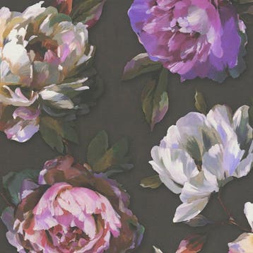 Profhome 396091-GU Bloemen behang floral mat zwart violet, Verzenden