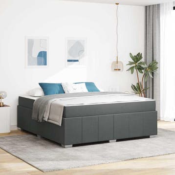 vidaXL Bedframe met matras Donkergrijs 180 x 200 cm Stof, Verzenden, Nieuw, Grijs, Stof