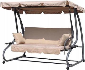Schommelbank 3-persoons Beige | Nieuw | Scherpe Prijs, Tuin en Terras, Tuinstoelen, Ophalen of Verzenden, Nieuw, Aluminium, Verstelbaar