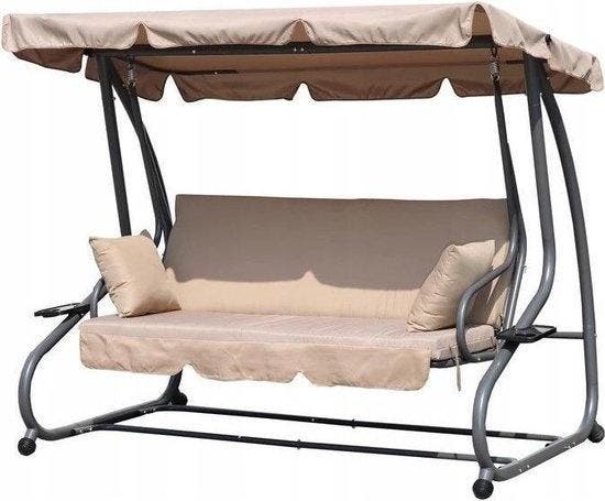 Schommelbank 3-persoons Beige | Nieuw | Scherpe Prijs, Tuin en Terras, Tuinstoelen, Verstelbaar, Nieuw, Aluminium, Ophalen of Verzenden