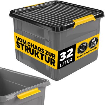 Opbergbox Grijs/Antraciet 39x39x26cm stapelbaar 32L, Verzenden, Nieuw