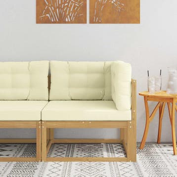 vidaXL Buiten Hoek Sofa Polyester Wit, Verzenden, Nieuw