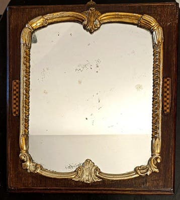 stile barocchetto italiano revival, 36 cm - Spiegel - Hout, Antiek en Kunst