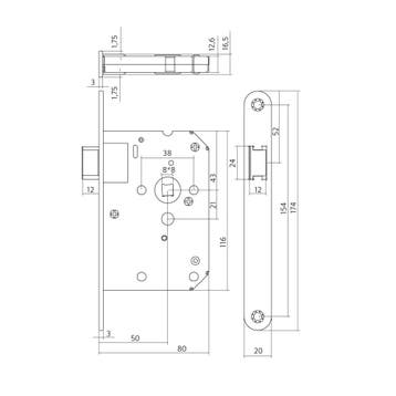 Intersteel loopslot met zwarte voorplaat 20x175 mm, Verzenden, Nieuw