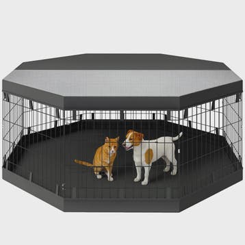 PawHut Opvouwbare Hondenren Binnen - 8 Panel, Met Deur & Dak, Dieren en Toebehoren, Verzenden, Nieuw
