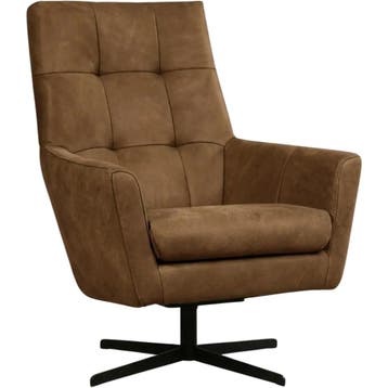 Leren draaifauteuil Central - Kenia Brown (bruin), Nieuw, Ophalen of Verzenden, 75 tot 100 cm, Industrieel, Modern