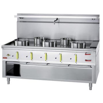 Diamond Wok Fornuis | 5 Branders + Watergordijn | 2180x900x7, Ophalen of Verzenden, Nieuw in verpakking