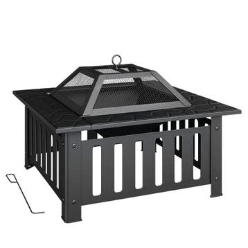 Vuurkom Van Staal Met Vonkenscherm En Pook Voor Buiten BBQ C, Verzenden