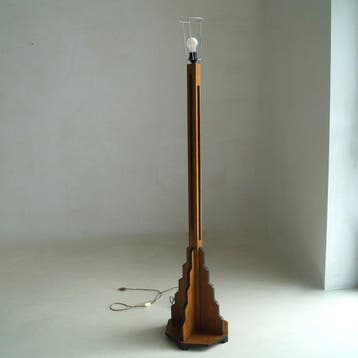 Staande lamp - Eik - Base - Amsterdamse School, Antiek en Kunst