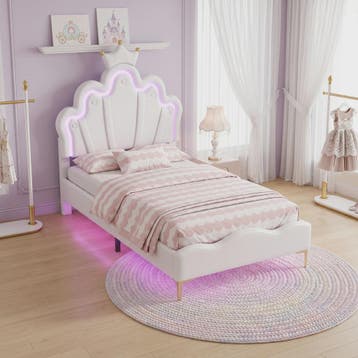 Prinsessen Hemelbed Wit 90x200cm met LED Verlichting & Kroon, Verzenden, Nieuw