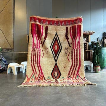 Marokkaans wollen tapijt 180x260 cm, Berber handgemaakt, Nieuw