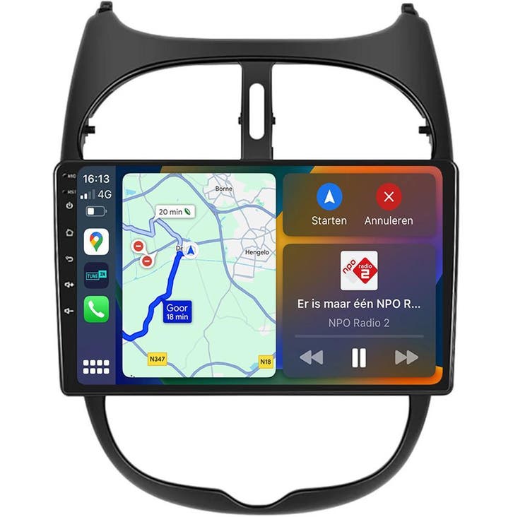 Peugeot 206 Navigatie Radio met Apple Carplay Android Auto, Auto diversen, Autoradio's, Nieuw, Ophalen of Verzenden