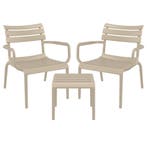 Garden Impressions Paris loungeset 3-delig - taupe, Tuin en Terras, Verzenden, Nieuw