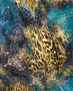 Viscose Tricot Panter Melange Blauw, Nieuw, Blauw