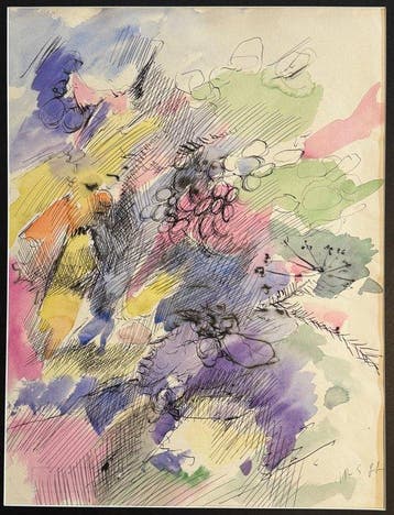 René Mels (1909-1977) - Composition abstraite gestuelle, Antiek en Kunst