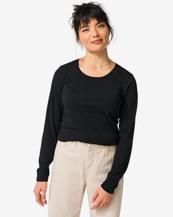 HEMA Dames basic t-shirt zwart 3=50% / 2=30%, Verzenden, Nieuw