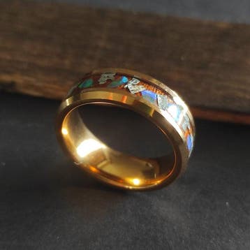 Anello Tungsteno Meteoriet Aletai en opaal - Hoogte: 6 cm -