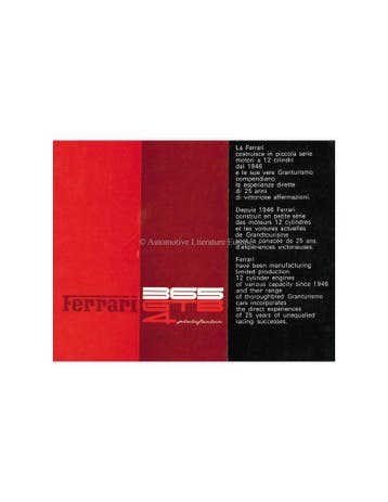 1972 FERRARI 365 GTB4 PININFARINA BROCHURE 64/72, Boeken, Nieuw, Ferrari, Author
