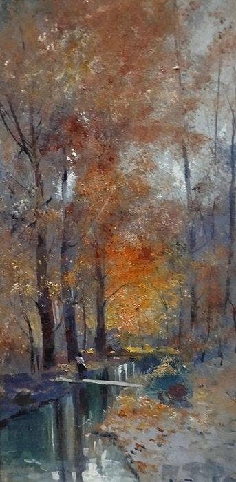 Oscar Ricciardi (1864-1935) - Passaggio autunnale, Antiek en Kunst