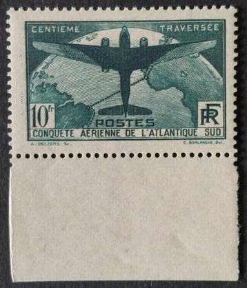 Frankrijk 1936 - Atlantische overtocht, 10 f. donkergroen,, Gestempeld