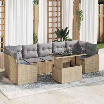 vidaXL Tuin Sofa Set 8 st Beige poly rattan, Verzenden, Nieuw, Rotan, 8 zitplaatsen
