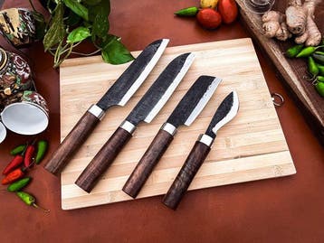 Keukenmes - Kitchen knife set - 734 - Staal, Hout,