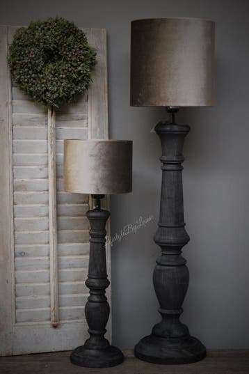 Baluster lampvoet Black wood 80 cm, Ophalen of Verzenden, Nieuw