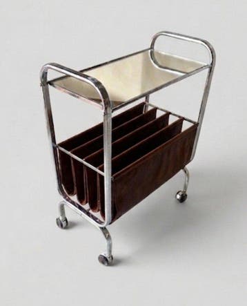 Trolley - Synthetisch leder - tijdschriftenhouder