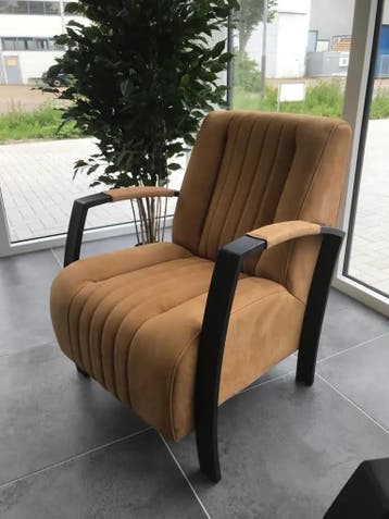 Fauteuil met stalen frame - bruin leer, Ophalen of Verzenden, Nieuw, Leer