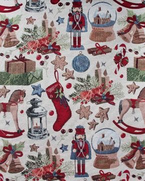 Gobelin Lurex Kerststof Ecru, Hobby en Vrije tijd, Stoffen en Lappen, Overige kleuren, Nieuw