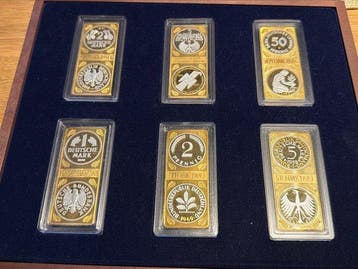 wereld. Medal Deutsche Mark / Pfennig Barren - 6 pcs mit BOX