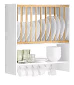 Wandplank met Platenrek &amp; Haken – 64x71 cm MDF &amp; Metaal, Verzenden, Nieuw