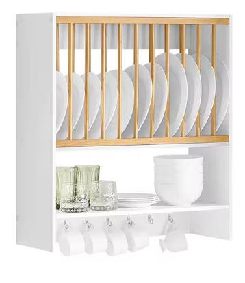 Wandplank met Platenrek &amp; Haken – 64x71 cm MDF &amp; Metaal, Verzenden, Nieuw