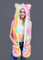 Hood Tie Dye Regenboog Wolf Wit Gekleurde Beer Muts met Sjaa, Ophalen of Verzenden, Nieuw