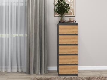 Ladenkastje met 5 lades antraciet eiken W5 Antraciet eiken, Huis en Inrichting, Minder dan 50 cm, 5 laden of meer, Verzenden, 100 tot 150 cm