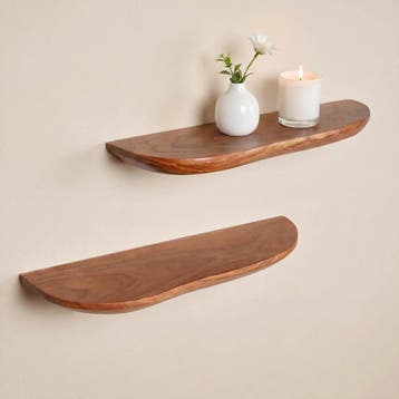 Wandplank set Live Edge Naturel Acaciahout 60 cm | Starfurn, Ophalen of Verzenden, Nieuw