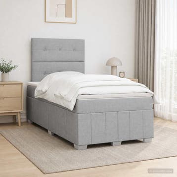 vidaXL Boxspringbed met matras Lichtgrijs 120 x 190 cm Stof, Verzenden, Nieuw, Twijfelaar