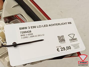 BMW 3 Serie E90 LCI LED Achterlicht Rechts Binnen 7289428, Ophalen, Gebruikt, BMW