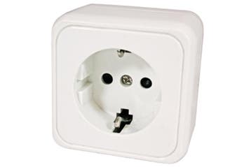 Contactdoos Enkel 230V Opbouw Wit, Nieuw