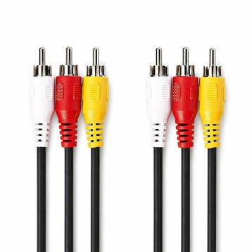 Composiet AV Kabel 1,5 Meter 3x Tulp naar 3x Tulp, Verzenden, Zo goed als nieuw