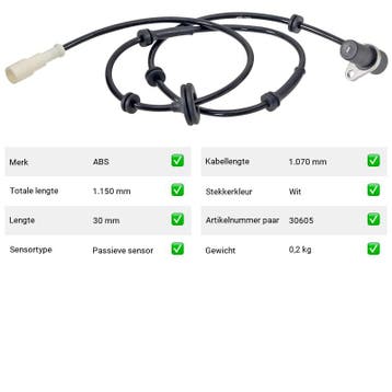 ABS-sensor Vooras links Rover 600 620 Ti Vitesse (1994-1998), Verzenden, Nieuw, Rover