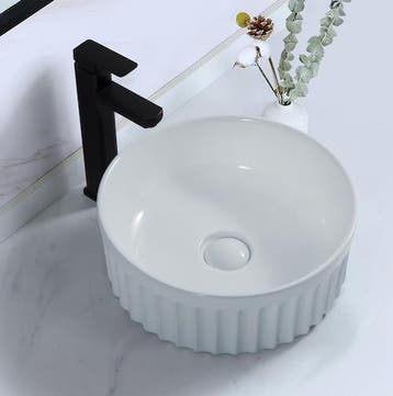 SALE - Rasna 39 - Glans wit - Waskom -  -  - Keramiek -, Doe-het-zelf en Verbouw, Sanitair, Ophalen of Verzenden, Nieuw