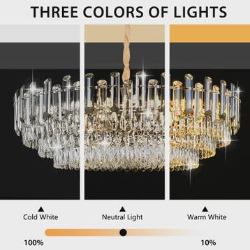 Luxe Gouden Kristallen Plafondlamp LED - 3 Kleuren Dimbaar -, Verzenden, Nieuw
