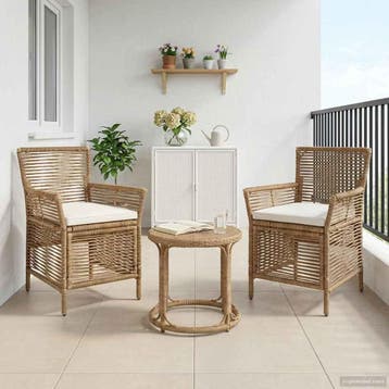 vidaXL Buitenstoel 2 st Beige en Crème poly rattan, Tuin en Terras, Tuinstoelen, Verzenden, Nieuw, Rotan