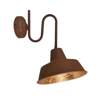 Industriële wandlamp roest met gouden binnenkant - Factory, Verzenden, Nieuw, Landelijk