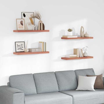 vidaXL Wandplank met opslag 4 pcs Rood 90 x 23,5 x 4 cm, Verzenden, Nieuw