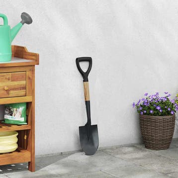 vidaXL Schep Zwart 68,5 cm Krachtig gecoat staal en massief, Verzenden, Nieuw