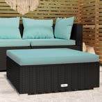 vidaXL Tuinvoetenbank met kussen 70x70x30 cm poly rattan, Verzenden, Nieuw